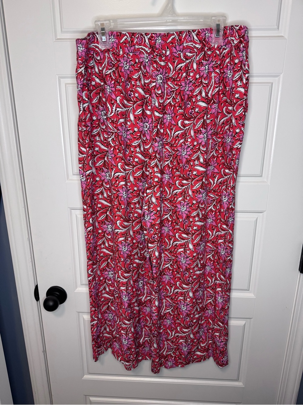 LOFT Pink Floral Wide Leg Pants, Large - Picture 6 of 7